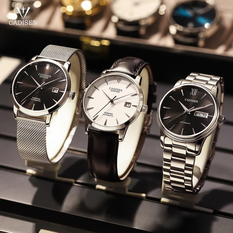 

CADISEN Men Watches Automatic Mechanical Wristwatch MIYOTA 9015 Top Brand Luxury Real Diamond Watch Curved Sapphire Glass Clocks