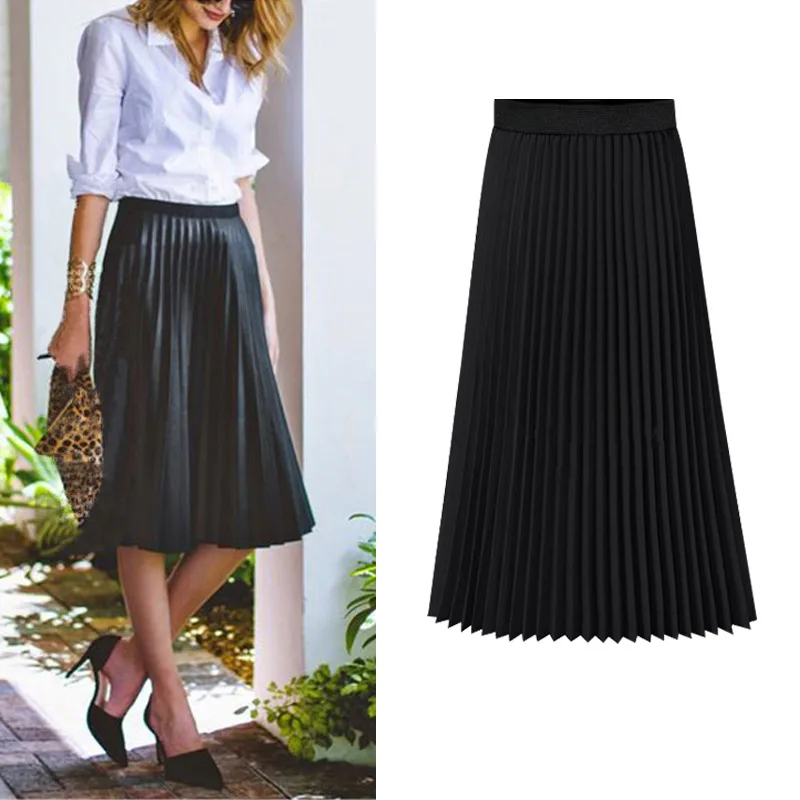 

Chiffon pleated skirt female summer show thin long tall waist skirts in the joker