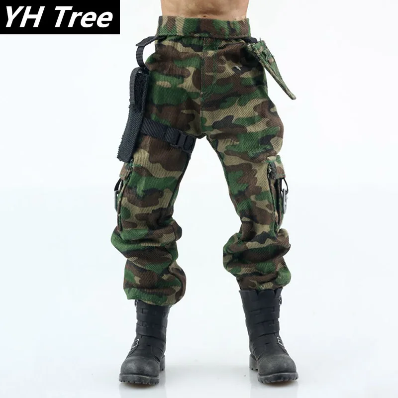 1/6 Scale US Army Jungle Camouflage Combat Pants Pistol Set Dagger Set Pants Model for12