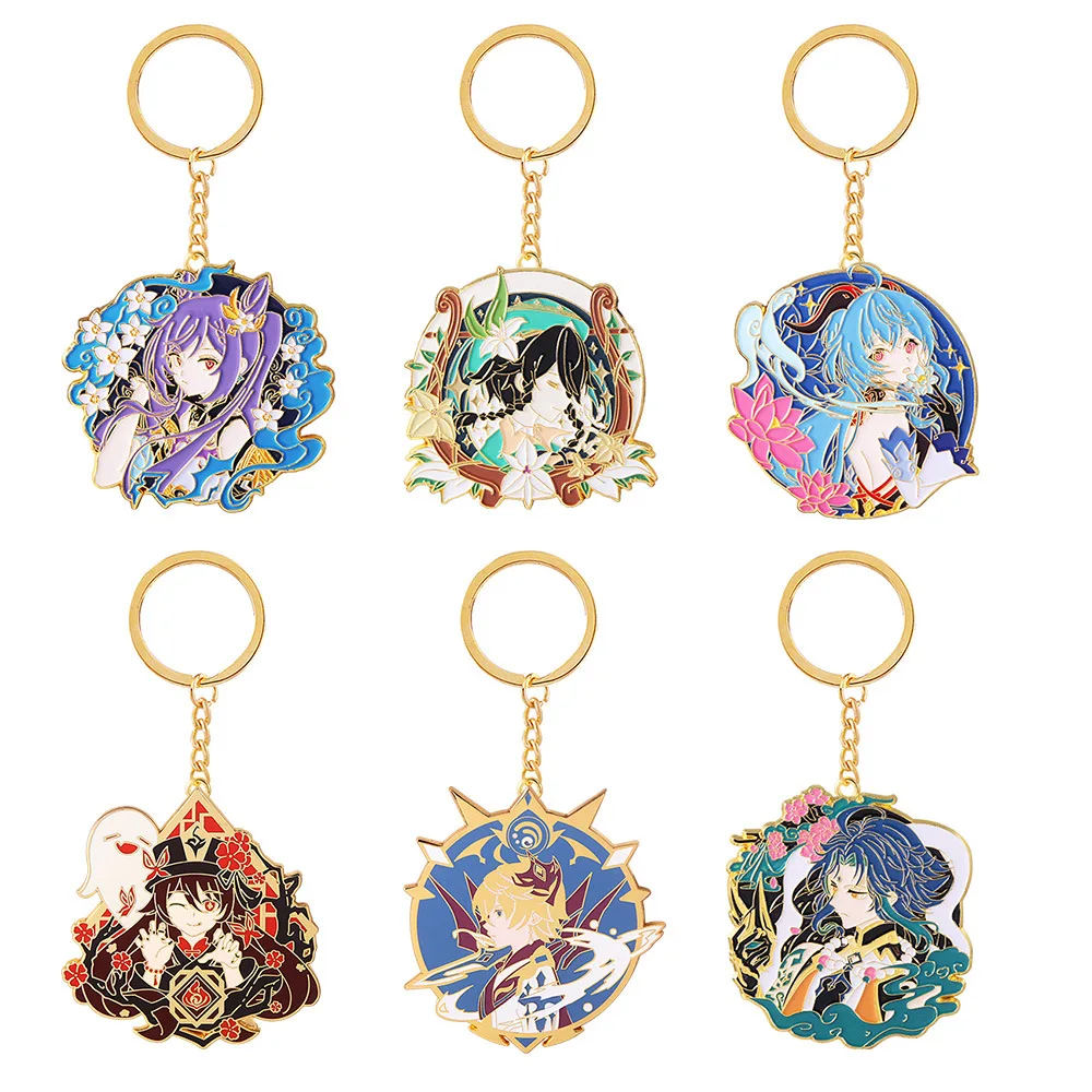 

Genshin Impact Anime Figure Ganyu Hutao Tartaglia Metal Key Ring New Style Exquisite Pendant Decor Key Chain Xmas Gift Hot Sale