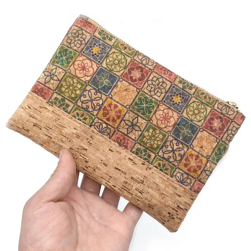 

2021 New Women Clutches Cork Women's Bags Portugal Tile Make Up Bags Money Phone Pouch Fashion Cork Travel Purse Handbag KANDRA