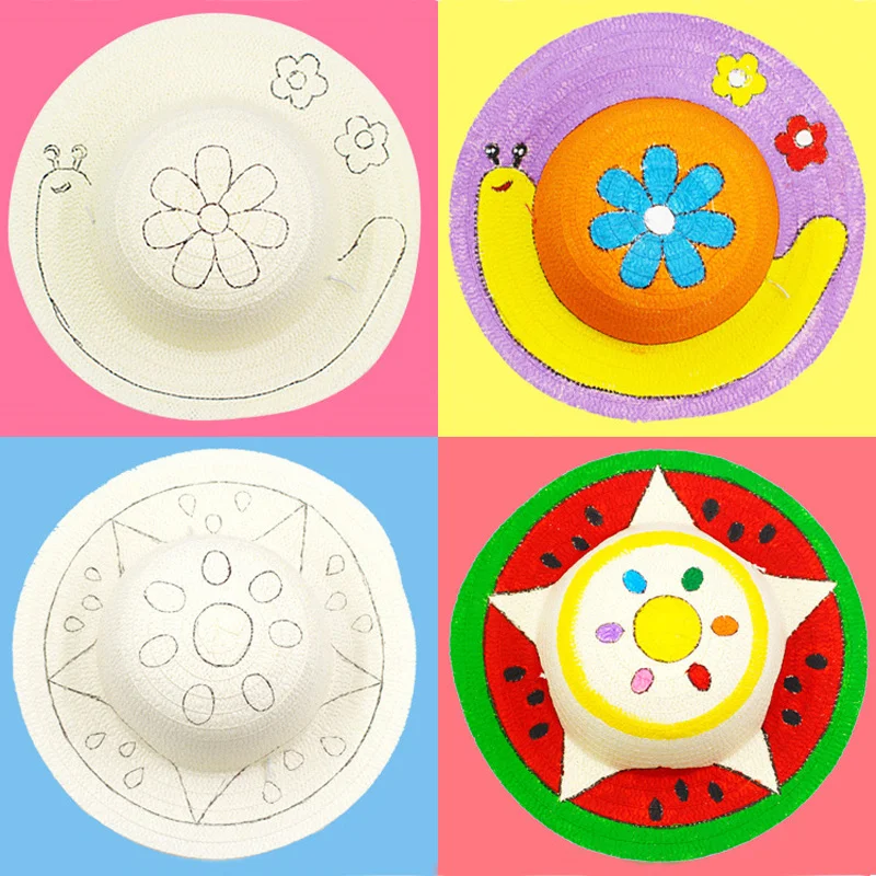 Детская летняя шляпа детская соломенная DIY креативные игрушки ручная работа