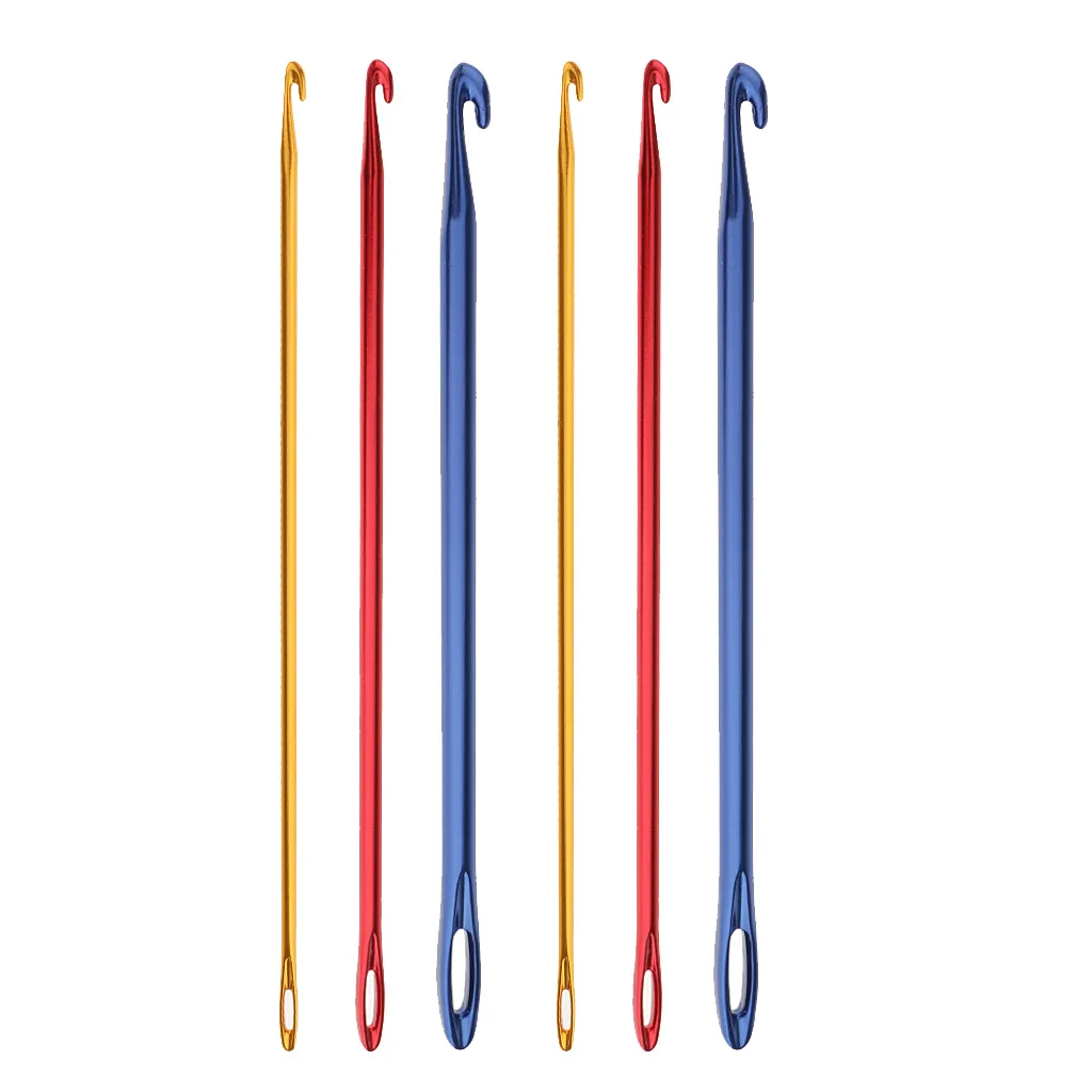 6 шт афганских алюминиевый крючок Вязание иглы в ручную вязаные инструмент с