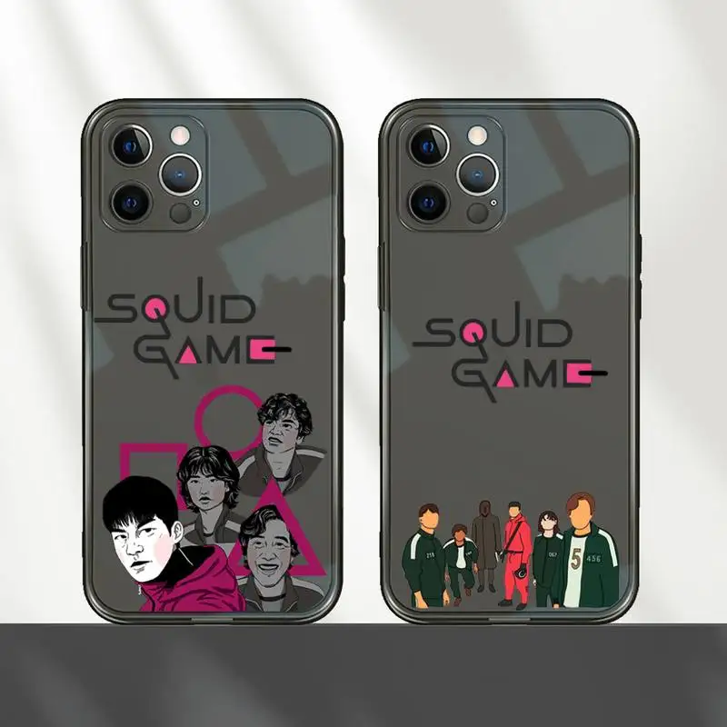 

Horror Squid Game TV Series Phone Case Transparent for iPhone 7 8 11 12 se 2020 mini pro X XS XR MAX Plus