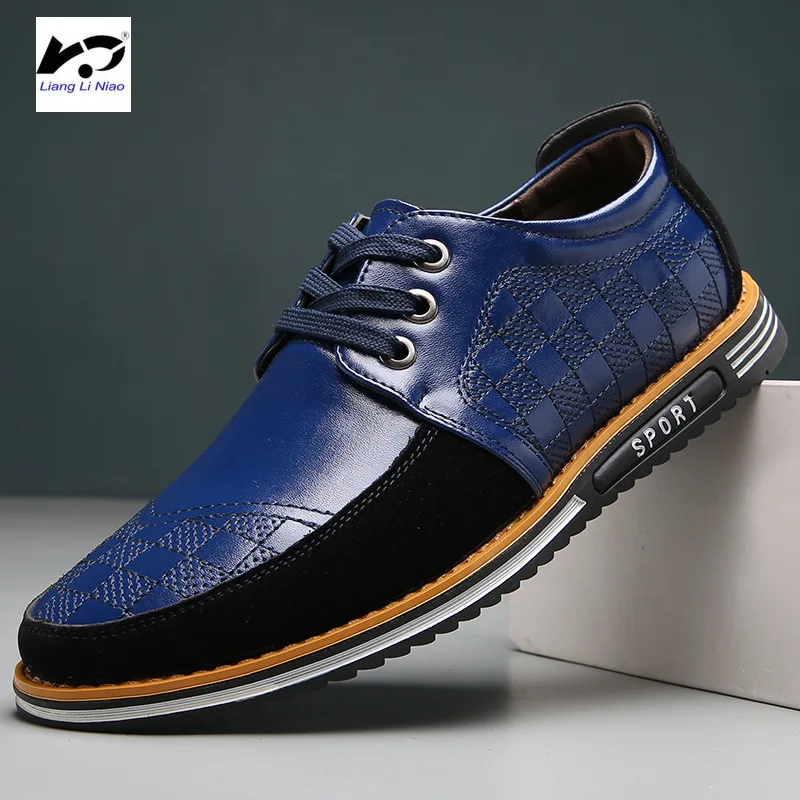 

2020 New Casual Men's Shoes Large Size 48 Lace-up Shoes Artificial Leather Comfortable Men's Shoes leather sneakers