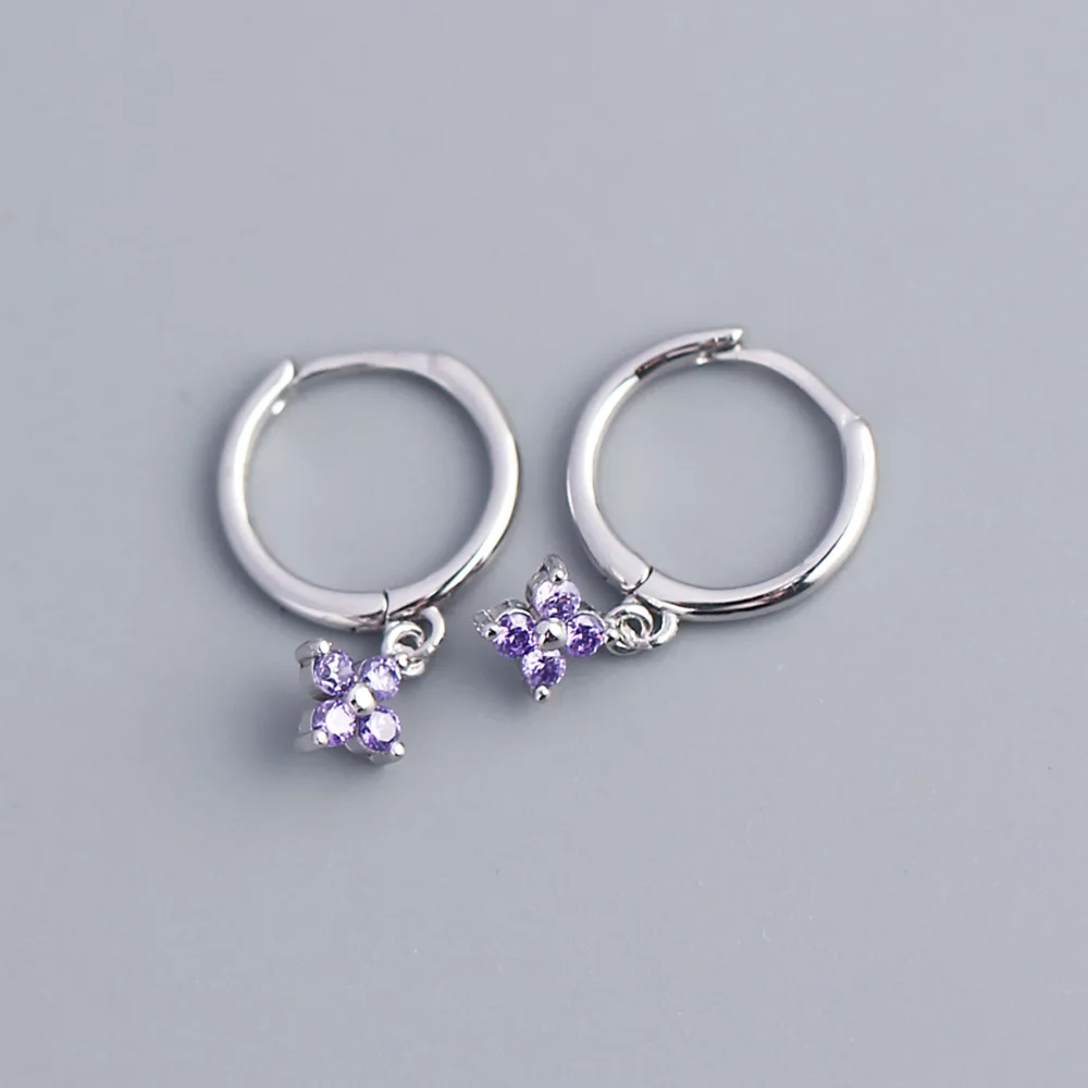 

Multi-Color Crystal Earring 925 Sterling Silver Fashion Zircon Hoop Drop Earrings For Women Fine 2021 Trend Jewelry Accessories