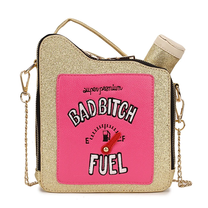 Fashion Fun Embroidery Letters Gasoline Bottle Shape Women Chain Purse Handbag Shoulder Bag Ladies Mesenger Clutch Totes | Багаж и сумки