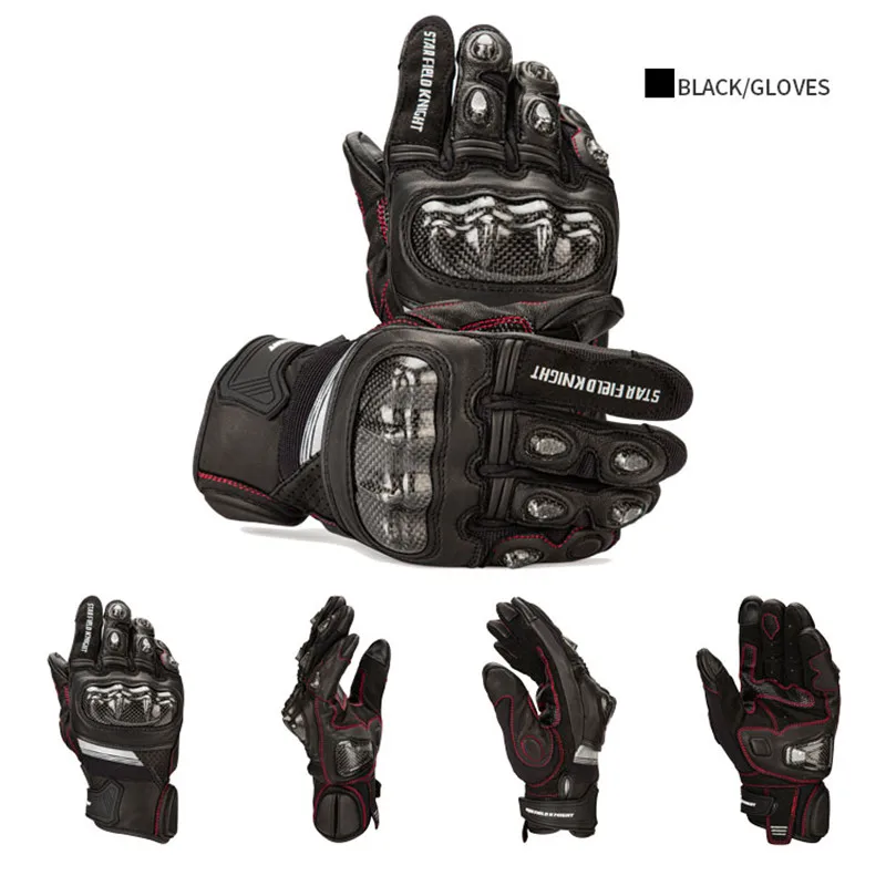 Мужские кожаные мотоциклетные перчатки для мотокросса из углеродного волокна