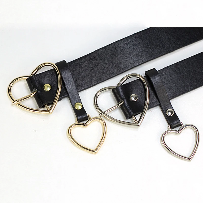 

Women Belt Fashion Pu Leather Metal Heart Pin Buckle Belt Party Dress Decor Waistband Women Belt Size 105 Cm