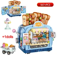 city mini street view ice cream store house building blocks friends figures shop architecture bricks toys for children gifts