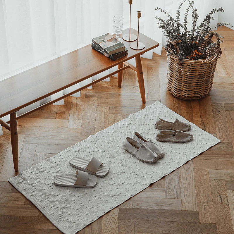 Хлопковый напольный коврик нескользящий для спальни в скандинавском стиле