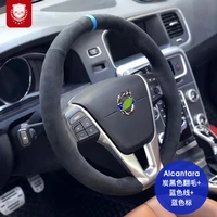 steering wheel cover for volvo xc60 s60l xc90 s90 s80 real alcantara premium hand sewn handle cover car goods accessories