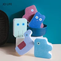 jo life 1set cartoon animals sponge washing cloth cleaning tools scrubber scouring pads kitchen accessories