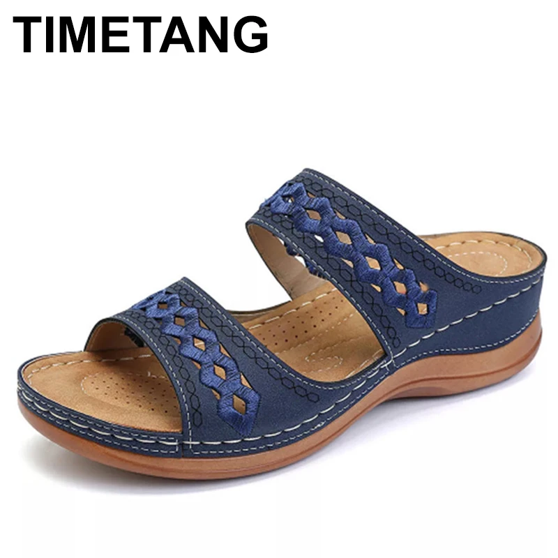 

TIMETANGStitching Lines Summer Sandals Women Open Toe Platform Slippers Casual Shoes Ladies Beach Shoes Outdoor Slippers Female