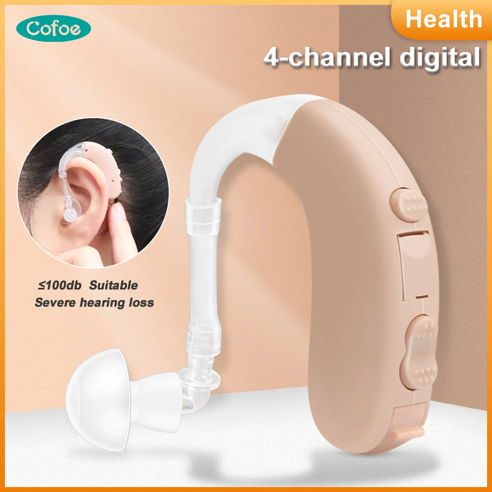 

Cofoe Mini Digital 4 Channel Hearing Aids Intelligent Noise Reduction Sound amplifiers for Elderly Moderate to Severe Loss