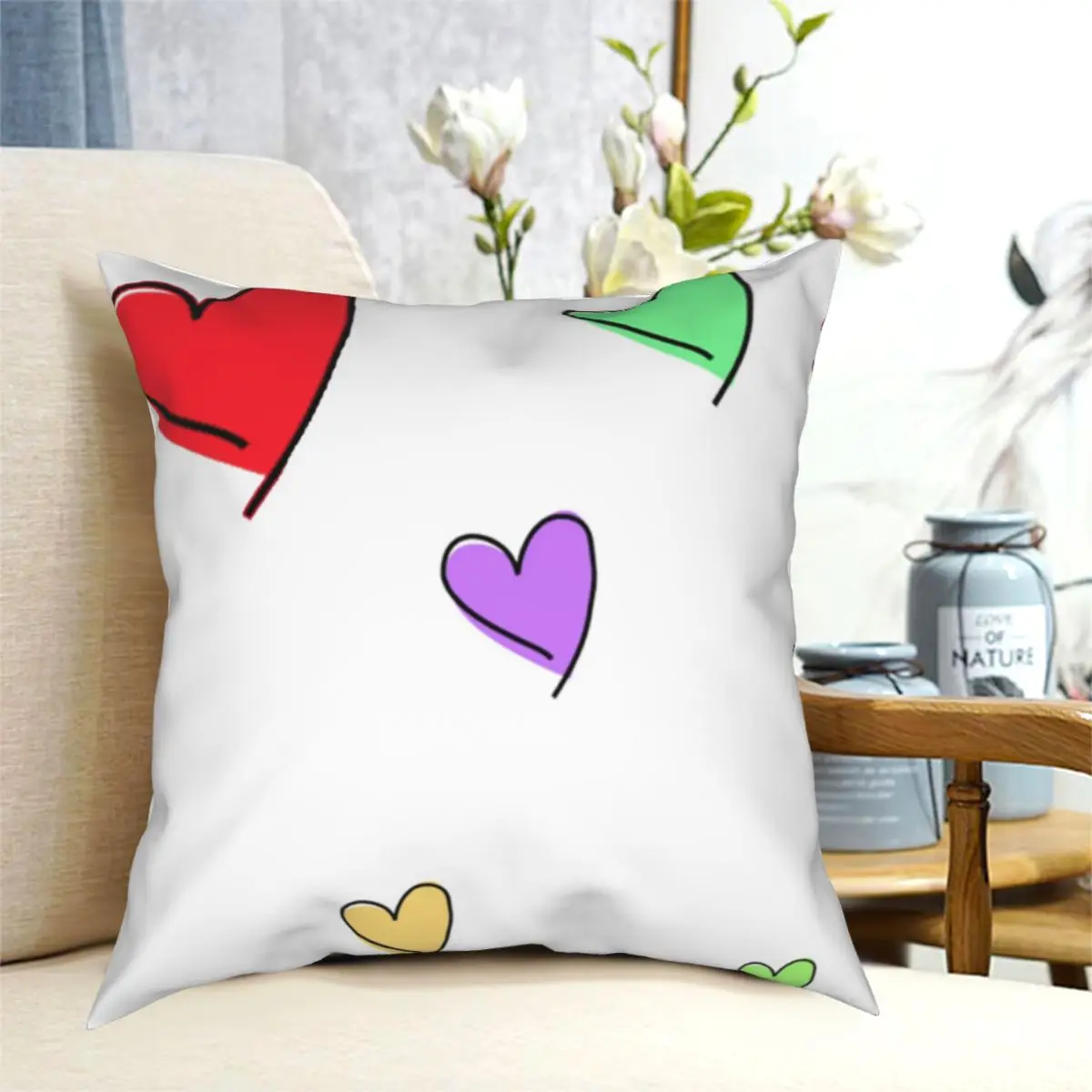 

Colorful Heart Red Purple Green Pillowcase Printed Polyester Cushion Cover Decor Pillow Case Cover Home Square 40*40cm
