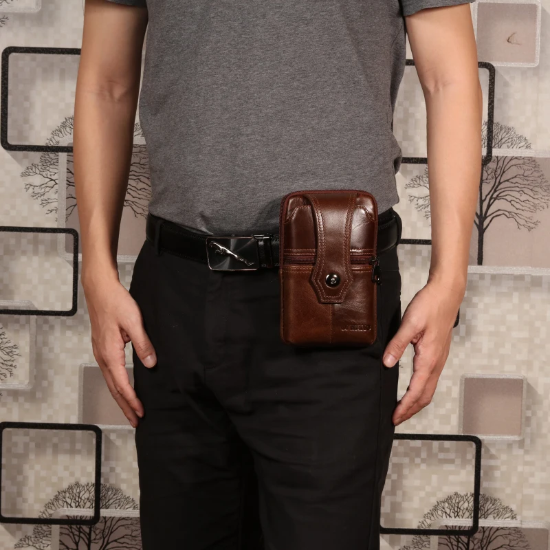 Поясной кошелек из натуральной кожи для мужчин миниатюрный клатч на ремне карт и