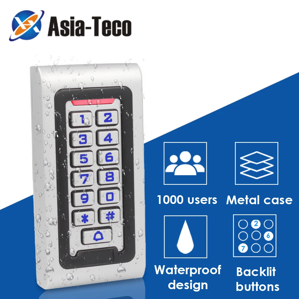 

Waterproof Backlight RFID Door Access Control Reader Keypad 1000 Users Door Bell 125KHz EM Card Door Opener Smart Electric Lock