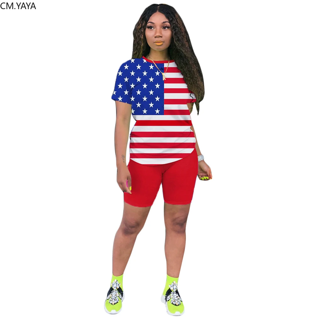 Женский спортивный костюм-тройка с принтом американского флага костюм из 2