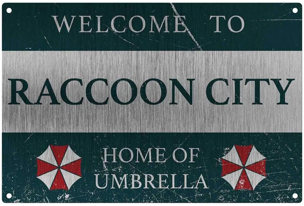 

Metal Personalized Vintage Resident Welcome to Raccoon City, Home of Umberella Sign, Style Metal Aluminum Sign for Wall Decor 8
