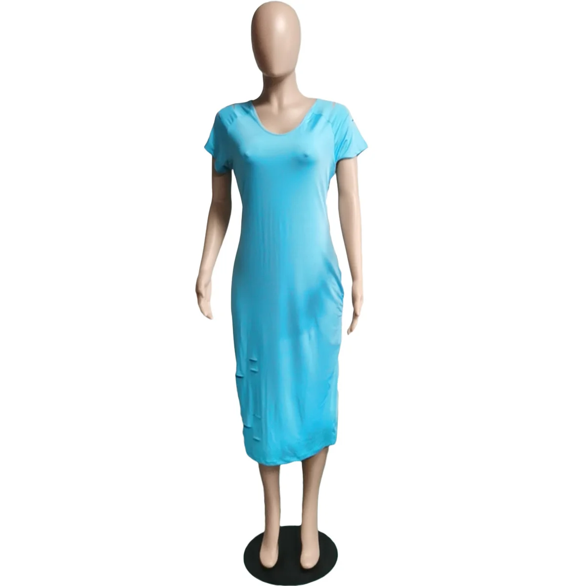 

Plus Size XL-5XL Sexy Midi Dress Summer Fashion Solid Short Sleeve Bodycon Dress Hollow Out Casual Club Dress For Women