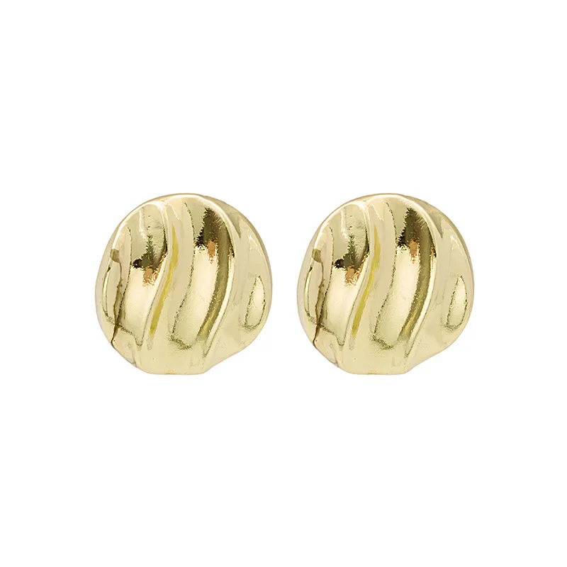 

LOVOACC Fashion Gold Color Irregular Geometric Dangle Earring for Women Metallic Folds Hollow Out Earring Jewelry Pendientes