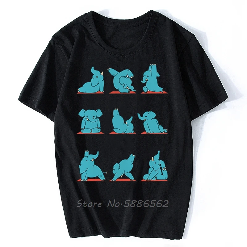 

Funny Yoga Elephant T Shirt Men Summer New White Short Sleeve Casual Tshirt Homme Streetwear t-shirt Unisex Tees Harajuku