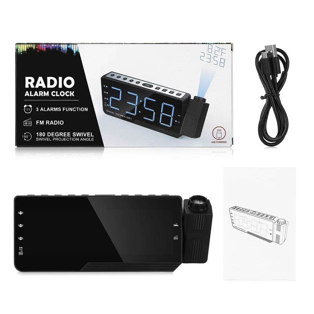 Цифровой радио Будильник проекционный таймер повторения сигнала температура