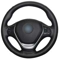 non slip durable black natural leather car steering wheel cover for bmw f30 320i 328i 320d f20