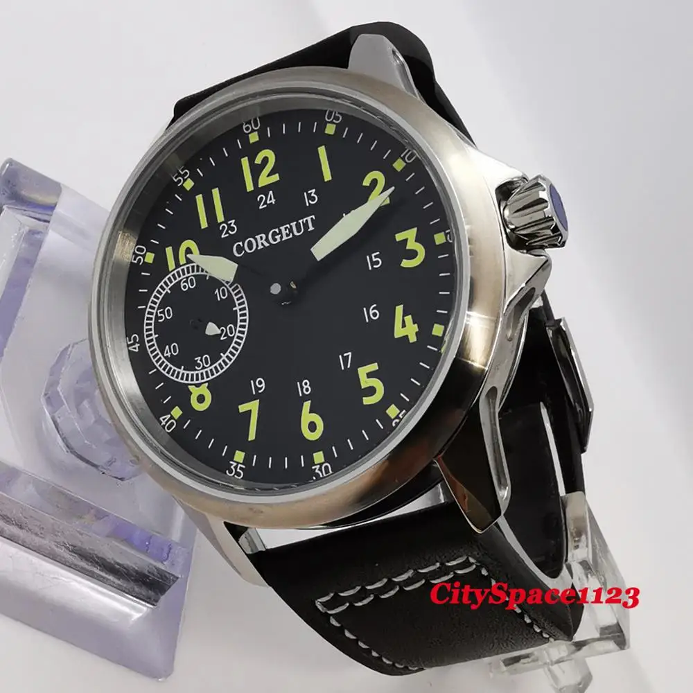 45 мм черный стальной чехол с циферблатом 17 драгоценностей 6497 Мужские