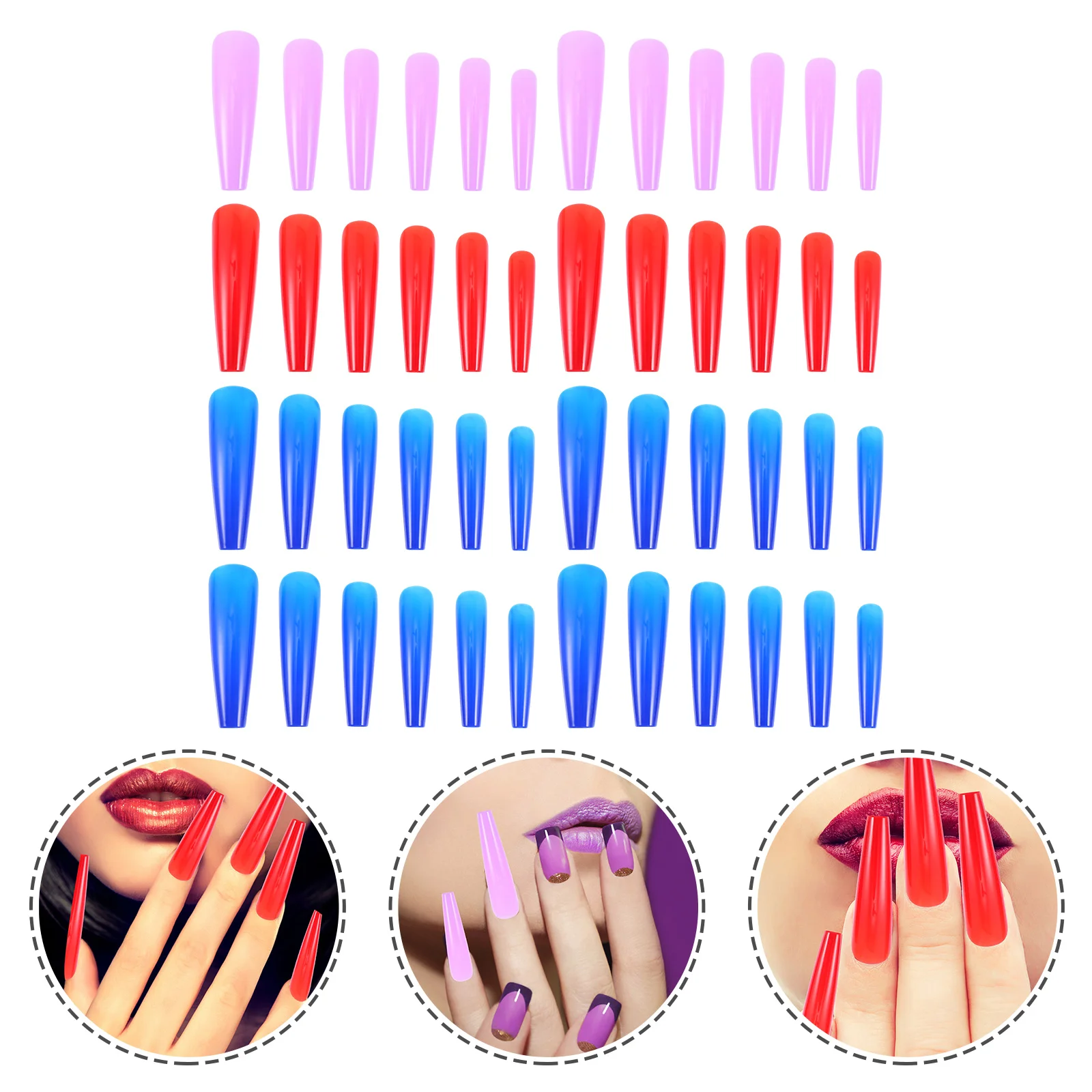 

48pcs Full Cover Nails Long False Nails Artificial Fingernails for Nail Salons