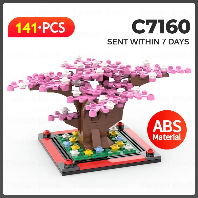 

Sakura Tree Model Bricks MOC Creator Idea Tree Plants Flower Building Blocks City Street Home Decoration Diy Kids Toys Xmas Gift