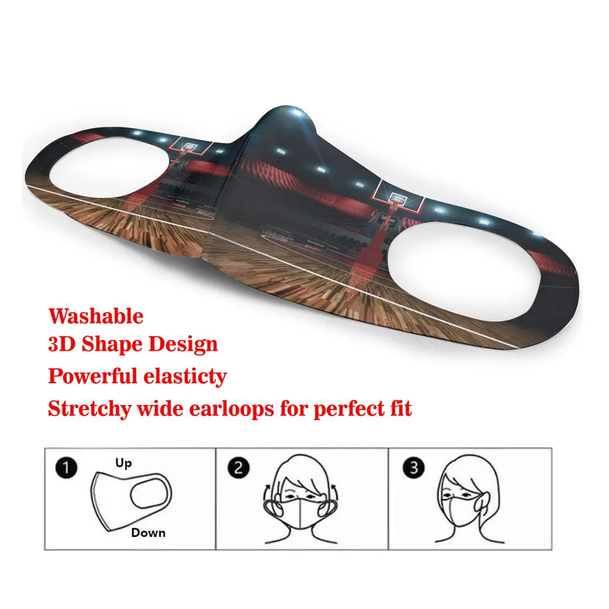 

Glorious Court Basketball Final Scene Cotton Masks Festive Party Respirator Keep Warm Camouflage Anti Dust Mouth Muffle