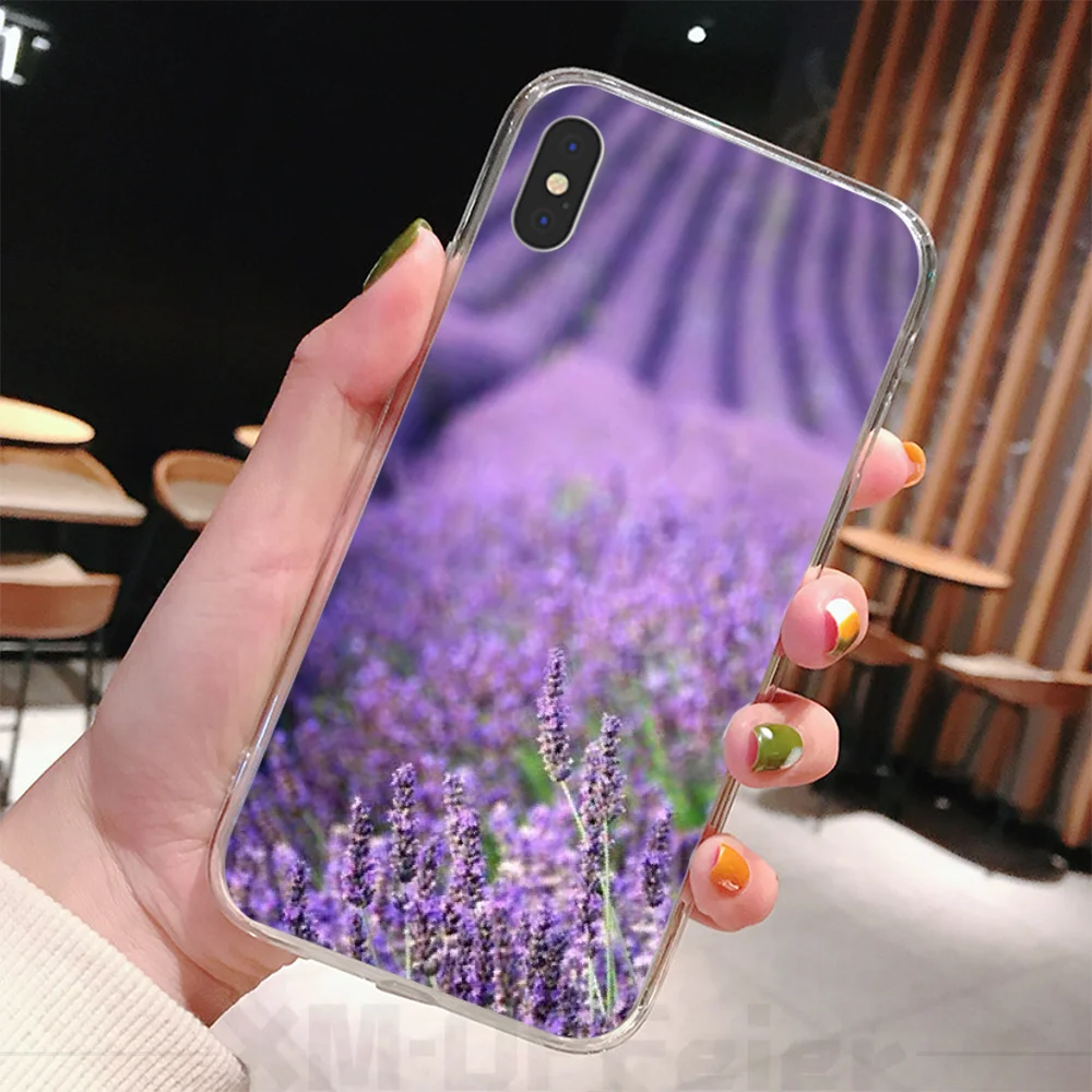 Viviana простой Лавандовый фиолетовый Цветочный Мягкий чехол для iPhone 11 pro XS MAX 8 7 6 6S Plus