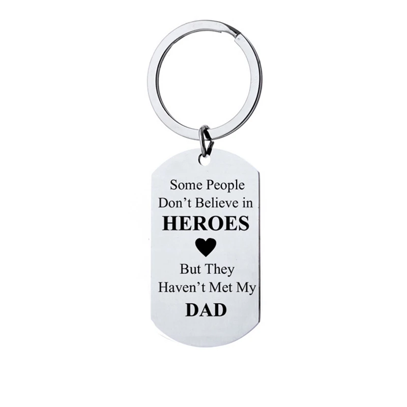 Stainless Steel Key Chain Lettering Military Dad A Son's First Hero Keychain Father's Day Lovely Gifts HipHop Jewelry | Украшения и