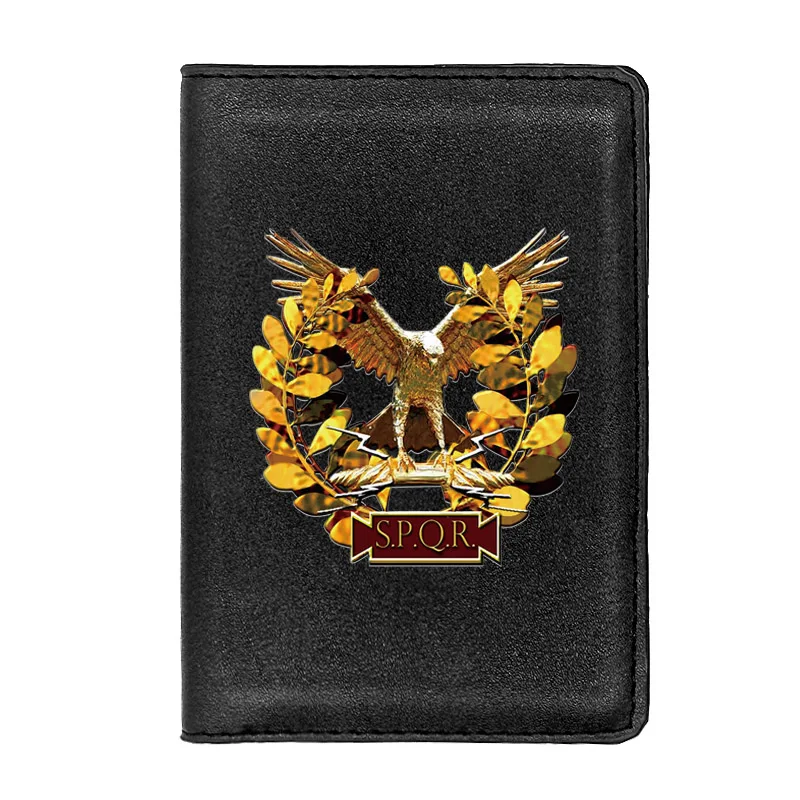 

High Quality Leather Roman Legion Eagle Passport Cover Men Women Travel ID Credit Card Pocket Wallet Purse Case