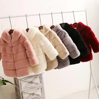 new winter girls fur coat elegant thick warm baby girl faux fur jackets long sleeve baby hooded outerwear 2 10years tz646