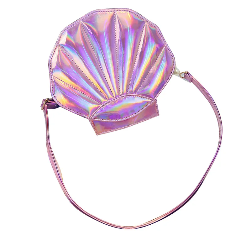 

Fashion Women for Laser Sweet Seashell Shaped Pearl Cross Body Bag Shell Shoulder Bag Clutch Bag Girls Messenger Handbag
