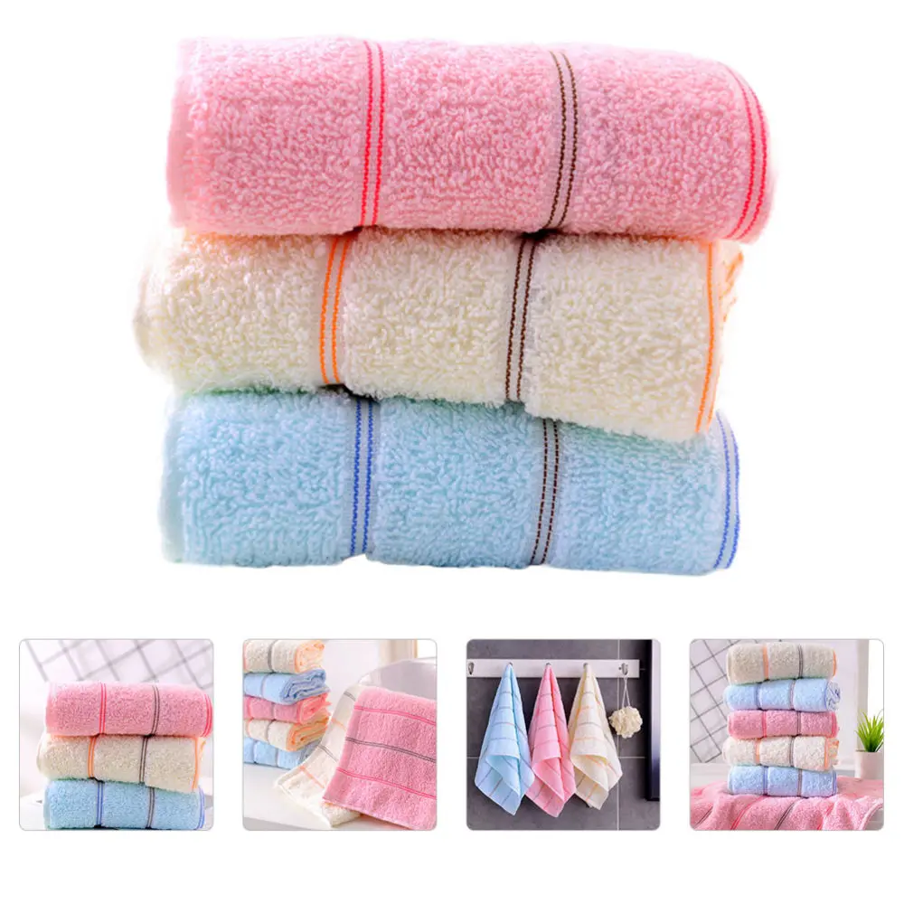 

3pcs Face Washing Towels Water Absorbent Towels Cotton Skin-friendly Towels