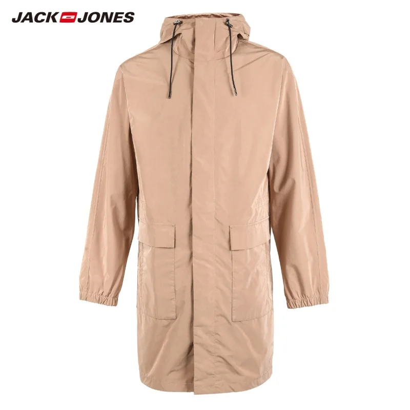 JackJones осенний мужской светильник Тренч Повседневная ветровка с капюшоном куртка 218321543