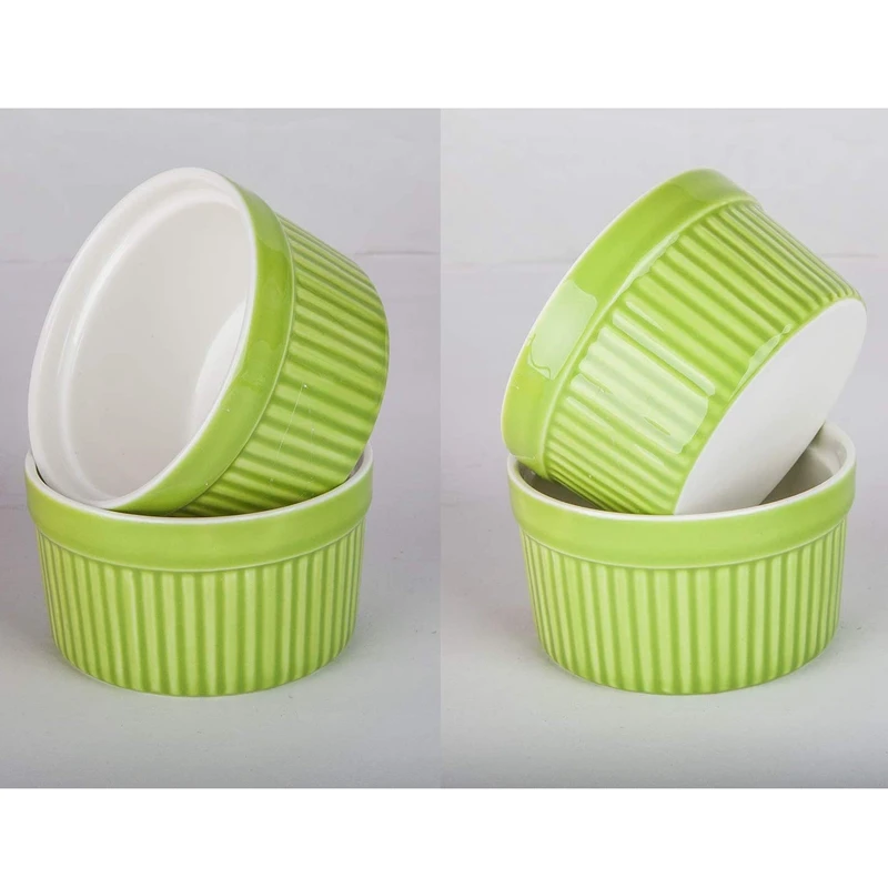 

12 PCS Baking Ramekins Round Porcelain Oven Safe Ramekin Dessert Souffle Baking Dish