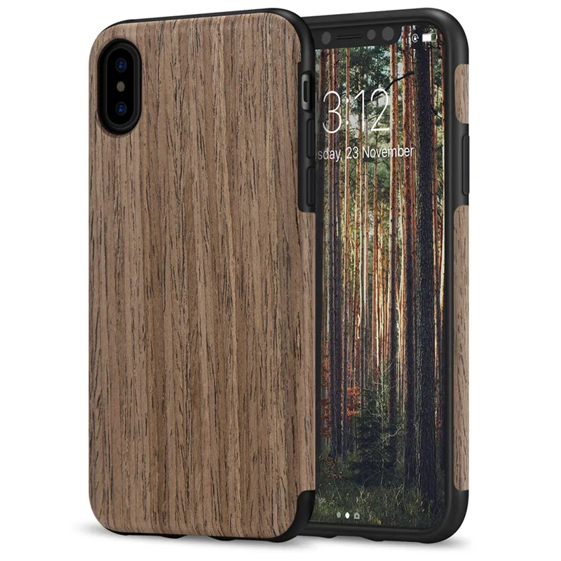 Gray Роскошный Винтажный чехол для телефона с текстурой древесины для iPhone 7 8 6 6S Plus, мягкий ТПУ Силиконовый противоударный чехол для iPhone X XS чехол для MAX XR - Цвет: Gray