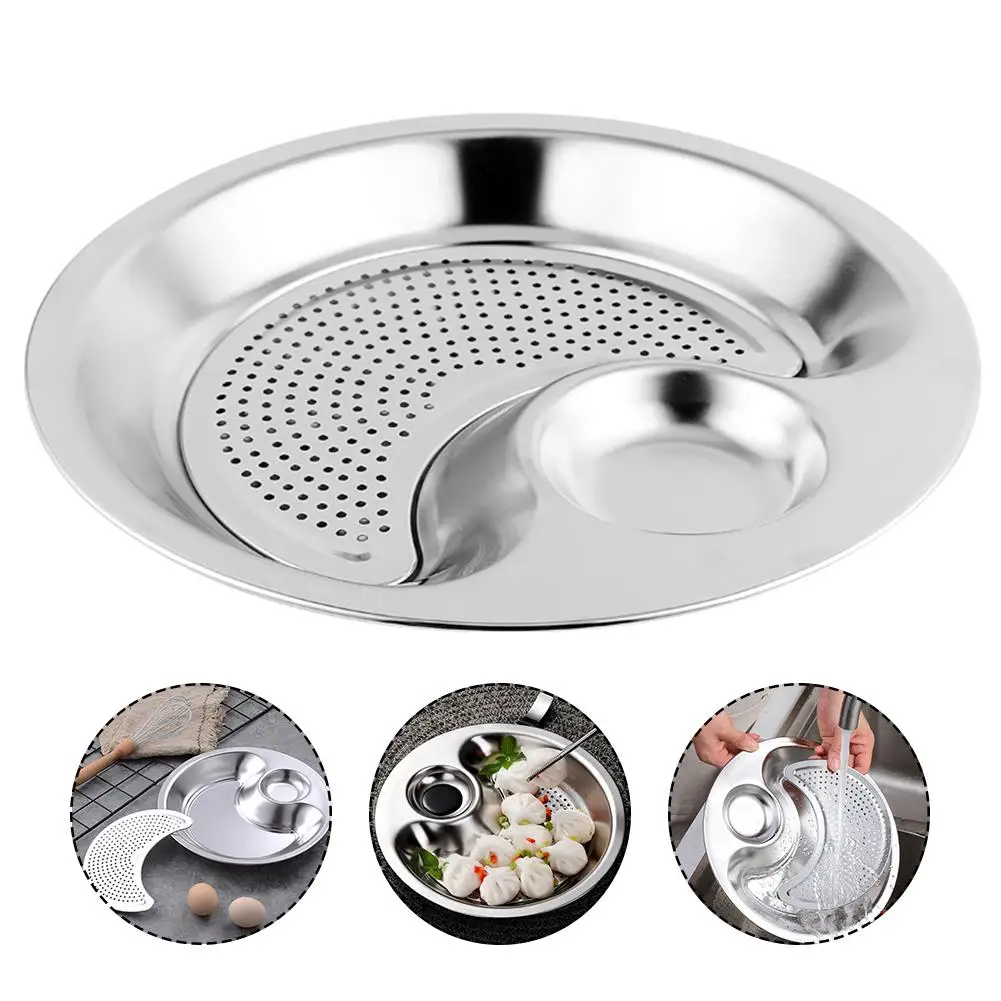 

Stainless Steel Multi-purpose Steaming Tray Round Double-layer Draining Tray Suitable For Deep-fried Food Draining Steaming Tray