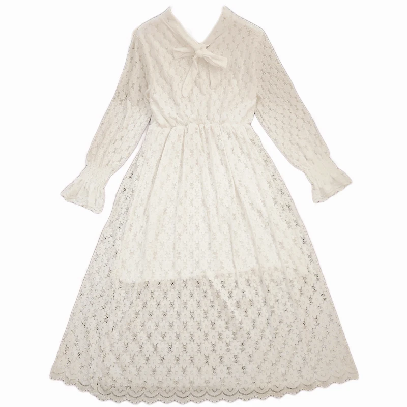 

COIGARSAM Lace Women dress New Dresses White 7309