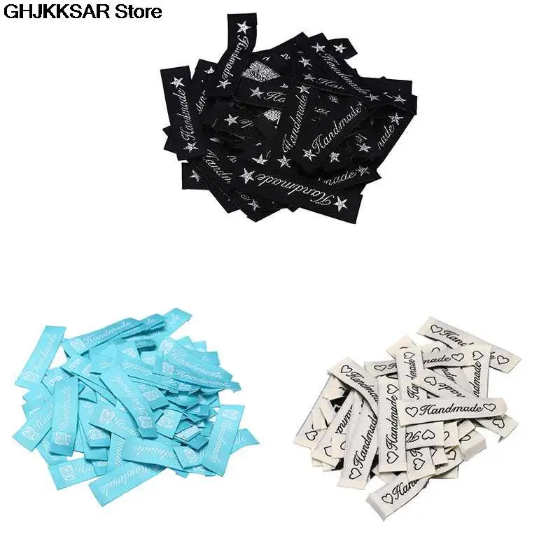50pcs Cotton Main Labels for T-shirt Embossed Tags DIY Flag For Garment stitching Accessories | Дом и сад