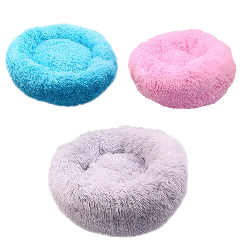 Супермягкая кровать для собаки 40 см теплая круглый коврик питомца длинная