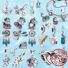 Бусины Вишенки розовые из серебра 925 пробы, подвески для путешествий в воздухе, подходят для оригинального браслета Pandora, изящные женские украшения сделай сам