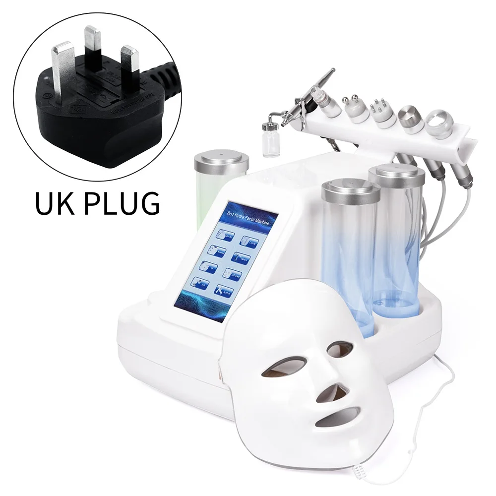 7 in 1-- UK PLUG 7 в 1 Гидра дермабразия Аква пилинг вакуумная кисточка для чистки пор Омоложение кожи вода кислородный струйный косметический аппарат для лица - Цвет: 7 in 1-- UK PLUG