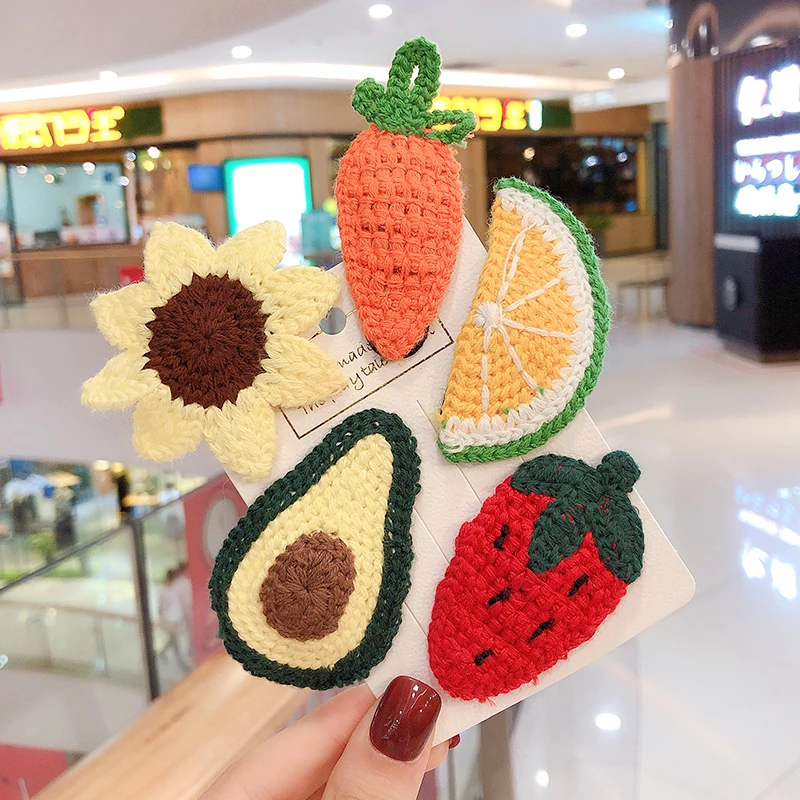 

2020 Winter New Knitted Wool Fruit Hairpins Girls Children Kids Hair Clips Pin Barrettes Accessories Hairclip Hairgrip Headwear