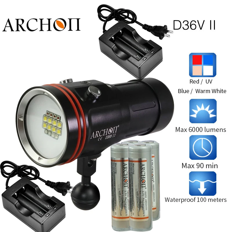 ARCHON D36V II W43VP (модернизированная версия W42VR D36VR) 6000 лм Подводный фонарь для